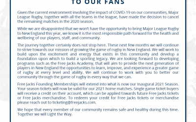 MAJOR LEAGUE RUGBY HAS DECIDED TO CANCEL THE REMAINDER OF THE 2020 SEASON AND TURN ATTENTION TO 2021