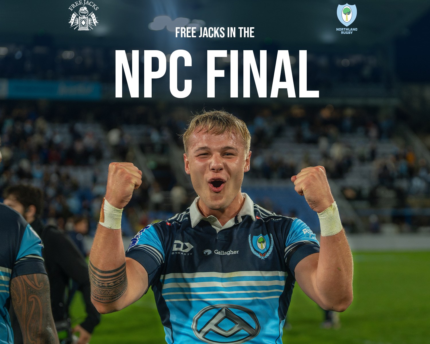 Nathan Salmon celebrates with Northland after reaching the NPC Final